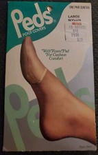 PEDS Foot Toe Covers LARGE Nylon Suntan Cushion Foam Pad VINTAGE SEALED NOS