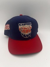 Vintage 90s Sports Specialties New Jersey Nets Side Wave SnapBack Hat 2 Tone