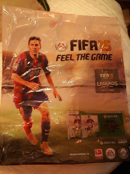RARO! Bolsa de plástico XBOX publicidad Media Markt 2014 FIFA 15 Feel the game EA Sports