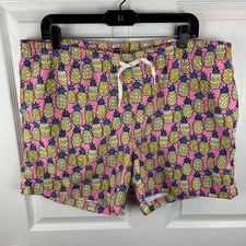 Men's Chubbies Lined Swim Trunks Shorts Pineapples Pink Yellow Large L
