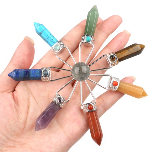 Natural Crystal 7 Chakra Generator Quartz Gemstone Energy Point Stones Healing - Picture 21 of 23