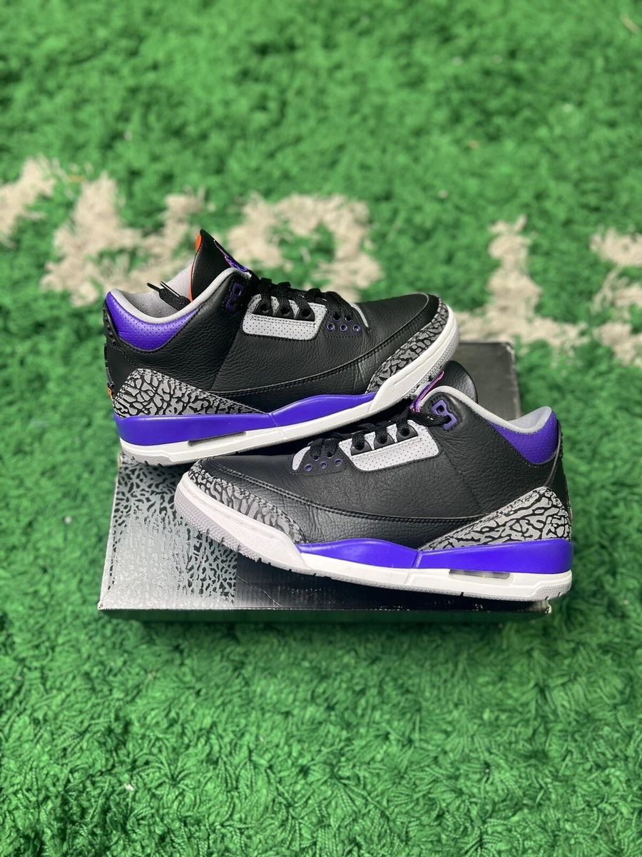 Jordan 3 hotsell black and purple