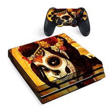 PS4 Pro Console Skins Decal Wrap ONLY - Skull Girl Dia de Los Muertos Paint