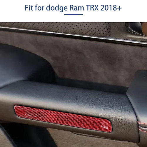 4x Red Carbon Fiber Inner Door Handle Trim Strips For Ram 1500 TRX 2021 2022-23 - Picture 4 of 9