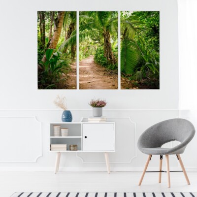 Leinwand Bilder SET 3-Teilig TROPISCHER WALD Grün 3D Wandbilder xxl 2054