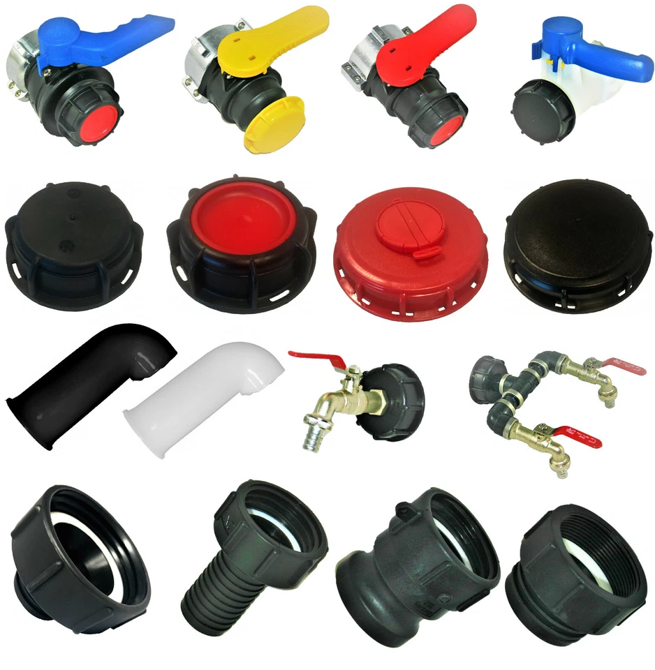 IBC PVC Container Übergang, Kugelhahn Adapter Deckel Kunststoff Hahn Zubehör FKM