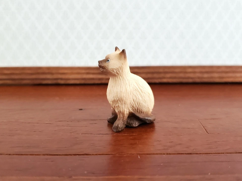 Casa de muñecas miniatura gatito gato siamés del Himalaya sentado escala 1:12 mascotas A2959SB Foto 2 de 4