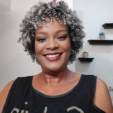 Kinky Curly Wig Afro Curly Black Gray Short Curly Wig for Black Women Fashion