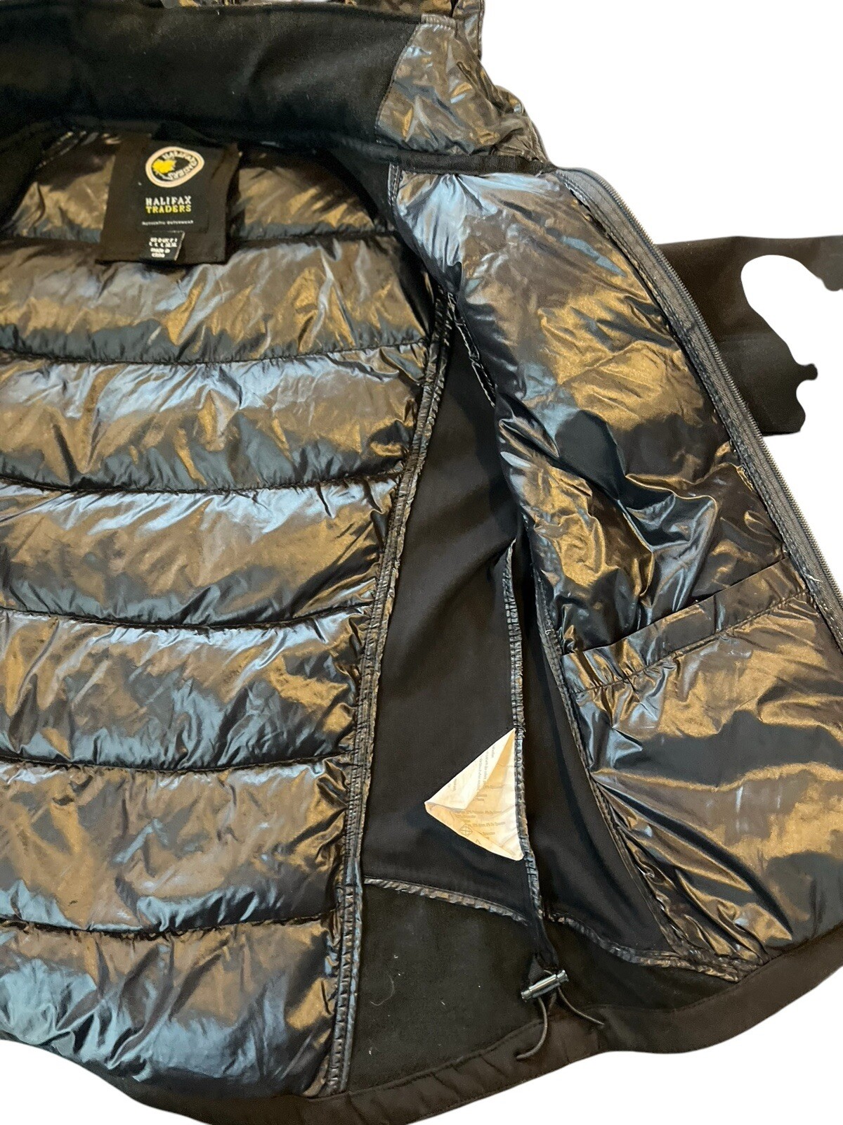 Halifax Traders Down Puffer Jacket L Black short … - image 11