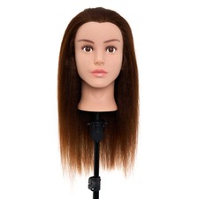 100% Human Hair Training Head Hairdressing Cosmetology Manikin Mannequin Doll
