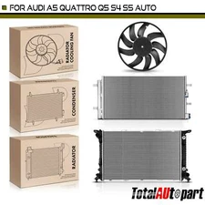 New 3pcs Radiator & AC Condenser & Cooling Fan Kit for Audi A5 Quattro Q5 S4 S5