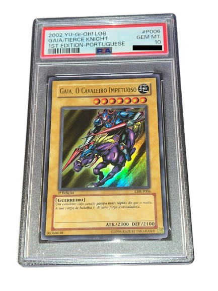 Yu-Gi-Oh! Gaia The Fierce Knight - PSA 10 - 2002 1st Edition LDB LOB Portuguese