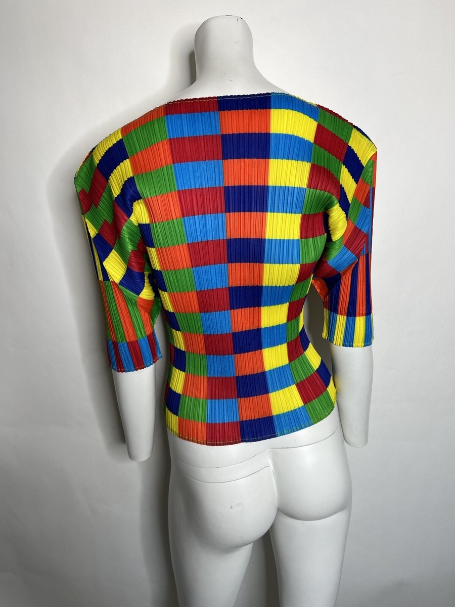 Vtg PLEATS PLEASE ISSEY MIYAKE C.1990s MULTICOLOR PLEATED TOP S | eBay