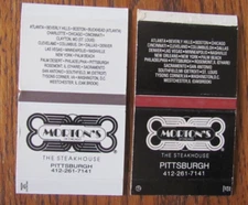 MORTON'S STEAKHOUSE RESTAURANT MATCHBOX COVERS: PITTSBURGH, PA MATCHCOVERS -B18
