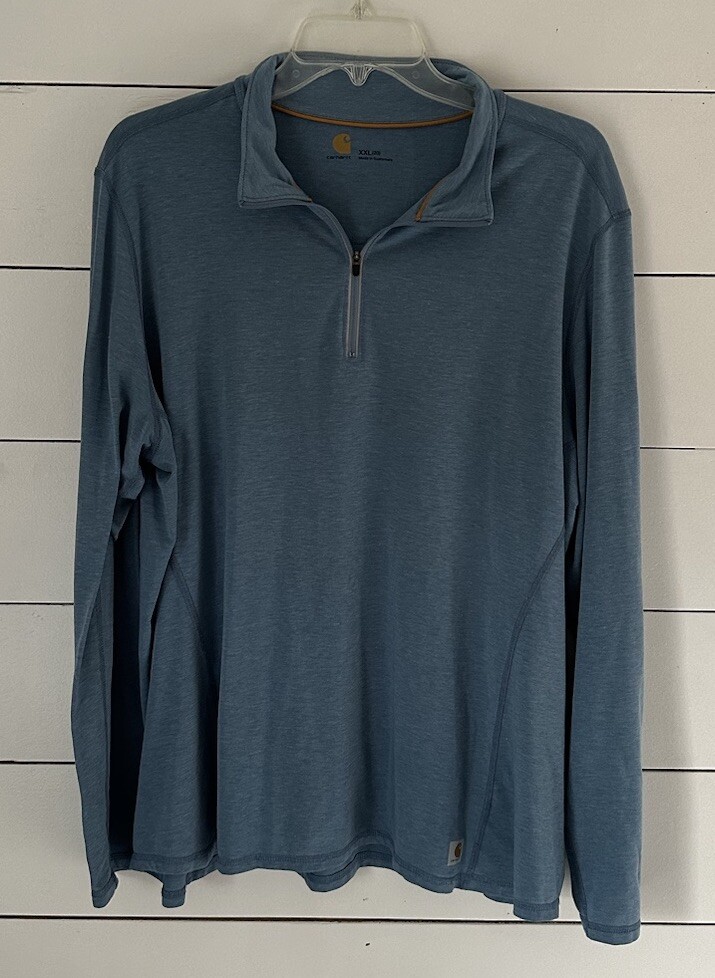 Carhartt Force Boy's Blue 1/4 Zip Long Sleeve Shirt Mock Pullover