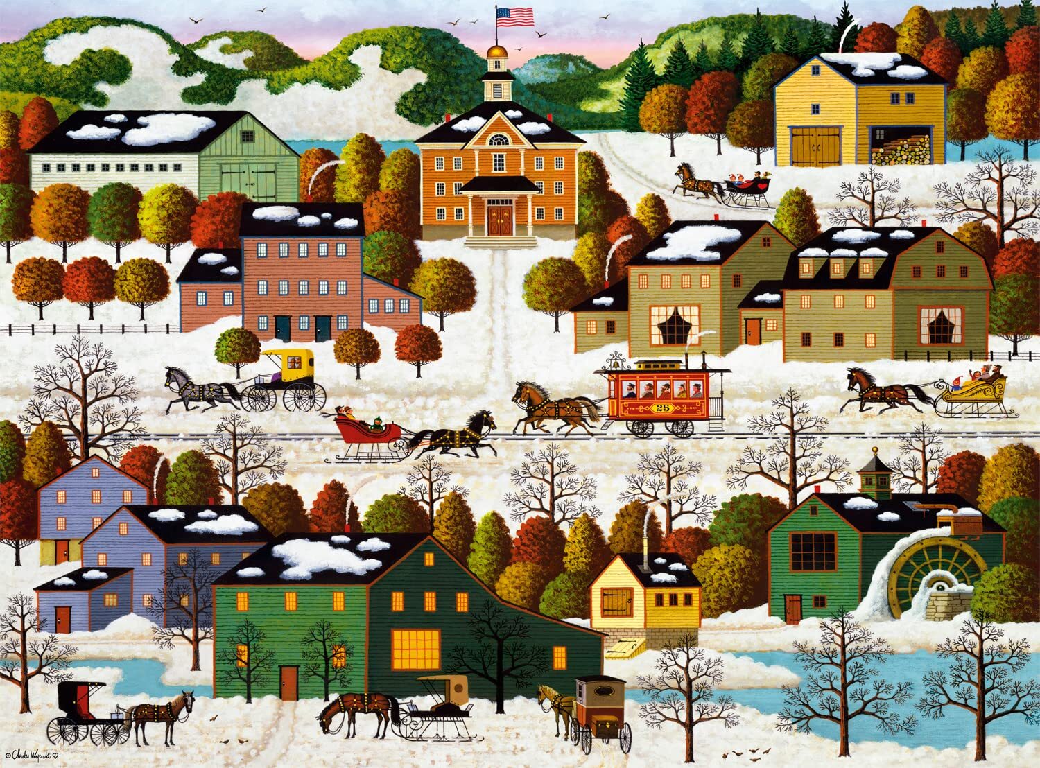 - Charles Wysocki - Blossom River Junction - 1000 Piece Jigsaw Puzzle for Adu...