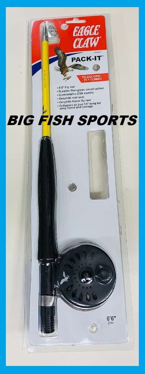 EAGLE CLAW Pack-It Telescopic Fly Rod/ Reel Combo 6'6" #PK66