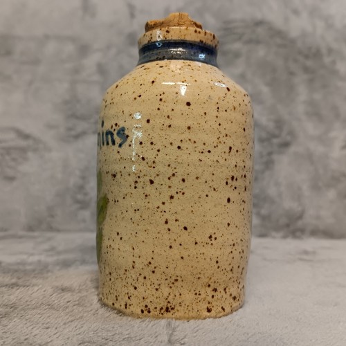 Studio Art Pottery Speckled Small Vitamin Jar Bottle Cork Artist Signed Unknown - Picture 4 of 11