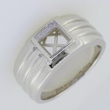 Men's Sterling Silver Semi Mount Ring Setting Princess Square 6.5X6.5mm