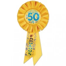 50 & Fabulous Birthday Rosette 3.25" x 6.5" Fabric 50th Birthday Gift Supplies
