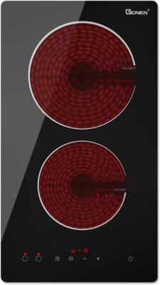 GIONIEN 12 Inch Ceramic Cooktop, Built-in 2 Burners Electric Cooktop, 220~240V