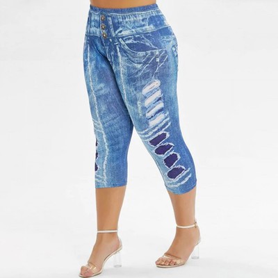Plus Size Women's Capri High Waist 
