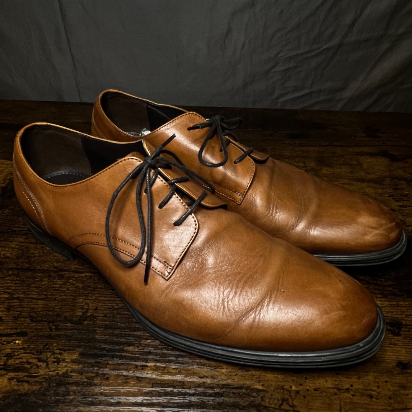 SAOLA Scarpe Gordon Rush uomo taglia 12 Cameron ecopelle Oxford marrone punta liscia