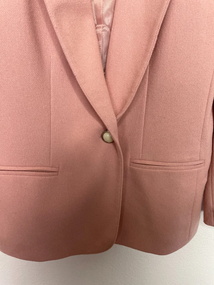RUSS Blazer Coat 8 Pink Wool Blend Long Sleeve Single Button Career Minimalist - Image 4 of 4