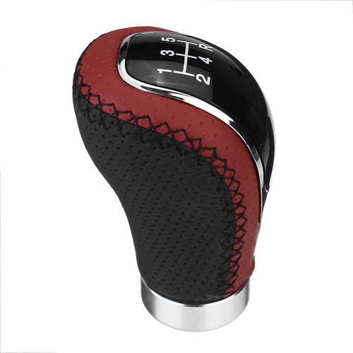 5 6 Speed 3 Cap Manual Gear Shift Knob Shifter Stick Lever Black Red PU Leather - Picture 6 of 16