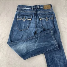 Diesel Ruky Jeans Men 30x29 Blue 008SS Wash Denim Button Fly Flap Pocket Italy