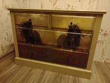 Vintage Chest showing 2 stunning Black Beauty Horses In a Poppy field