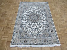 6'4 x 8'6 Hand Knotted Ivory Fine Nain With Silk Oriental Rug G11129