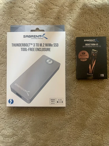 SABRENT Thunderbolt 3 M.2 NVMe SSD Enclosure and SABRENT 1TB Rocket Nvme SSD