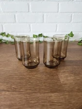 Vintage Libbey Brown Bolero Smokey Glass Breakfast 3.75" Juice Glasses Set Of 4