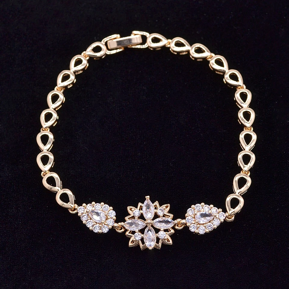 Brazalete Flor Topacio Místico Multicolor Lleno Oro Amarillo 18K Mujer Foto 2 de 2