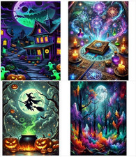 4 Pack Halloween Diamond Art Kits for Adults - Diamond Painting Kits for Adults