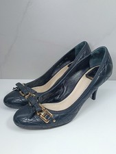 Christian Dior Black Quilted Leather Pumps Size 38 Bow Gold Hardware Heels