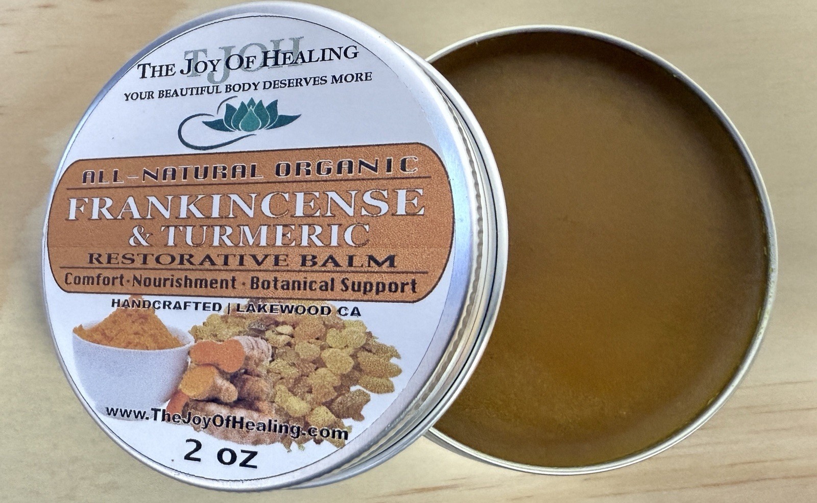 ALL NATURAL ORGANIC FRANKINCENSE & TURMERIC RESTORATIVE BALM