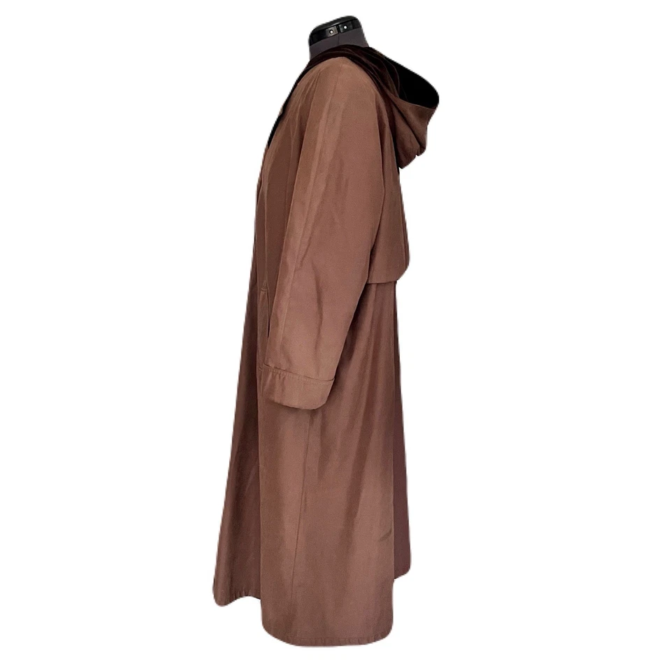 Vintage Gallery Brown Double Breasted Trench Coat with Hood, Size 16 - Image 3 of 4