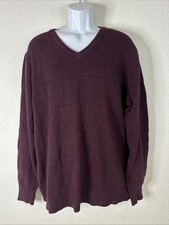 Goodfellow Mens Size XL Maroon Textured V-neck Pullover Sweater Long Sleeve