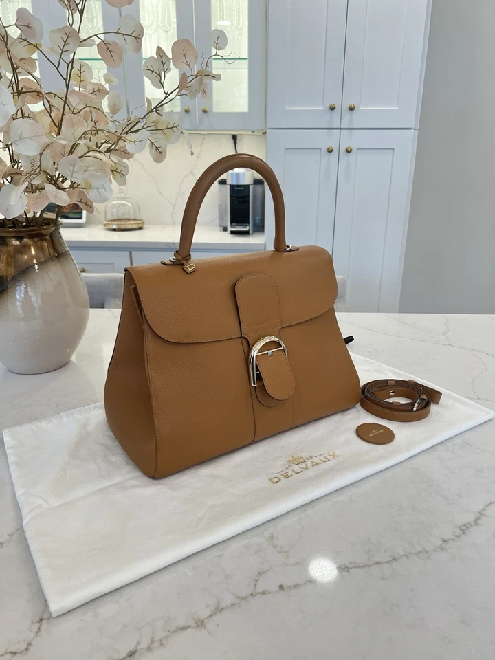 Delvaux Brillant GM Rodeo 小牛皮革素食棕褐色,顶部手柄单肩包 — 第 2/4 张图片