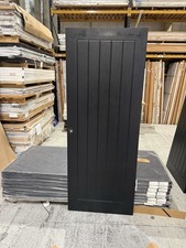 Internal Black Cottage Fire FD30 Doors - Hinge & Handle Cut On All