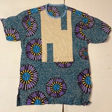 Women  s Homemade African Dashiki Wax Purple Flower Print Shirt 20  Chest