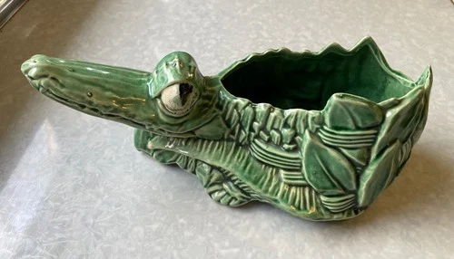 Vintage McCoy Green Alligator Planter USA Pottery 1950’s