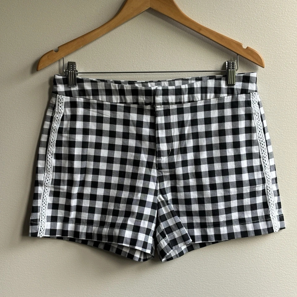 Micro Booty Mini Shorts Black White Gingham Check 60s Mod Retro Pinup Chic NWT - Image 2 of 4
