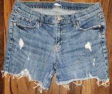 Womens Sz 8 Old Navy Slim Fit High Waisted Midi Distressed Cut Off Shorts,...