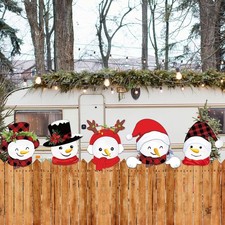 "5 Pcs Christmas Fence Peeker Decoration Peeking Garden Yard Decorations Outdoor