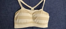 VINTAGE HANES BANDINI HU12 BEIGE NUDE STRIPED SEW-IN PADS PULLOVER BRA