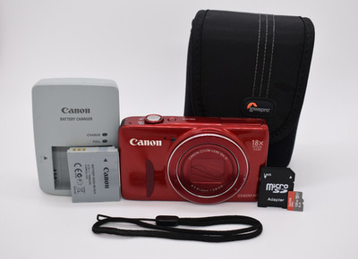 Canon PowerShot SX600 HS Red Digital Camera 16MP 18x Zoom - Bundle Tested