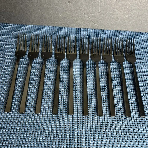 FORTESSA Arezzo Brushed Black Stainless Steel 18/10 Dinner Forks Set Of 10
